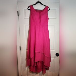 Pink Sleeveless Sequin Detail High Low Layered Corset Back Formal Dress Size 14